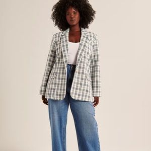 Abercrombie & Fitch Classic Tweed Plaid Blazer